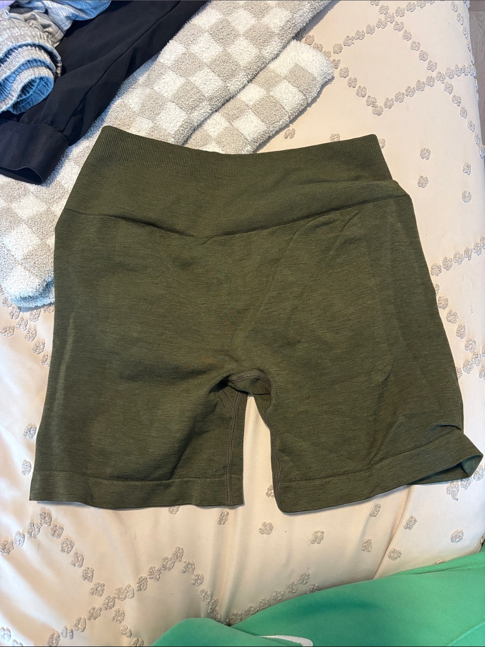 Women's Olive Green High-Waist Bike Shorts